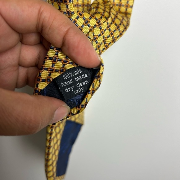 BIJOUX  TERNER 100% Silk Yellow Fall Mens Formal Work Office Wear - Picture 4 of 14